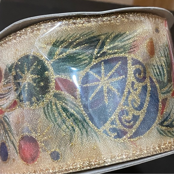 (2) 2.5x30ft Celebrate It Holiday Wired Ribbon Christmas Tree Ornament Bow Gold - Picture 6 of 8